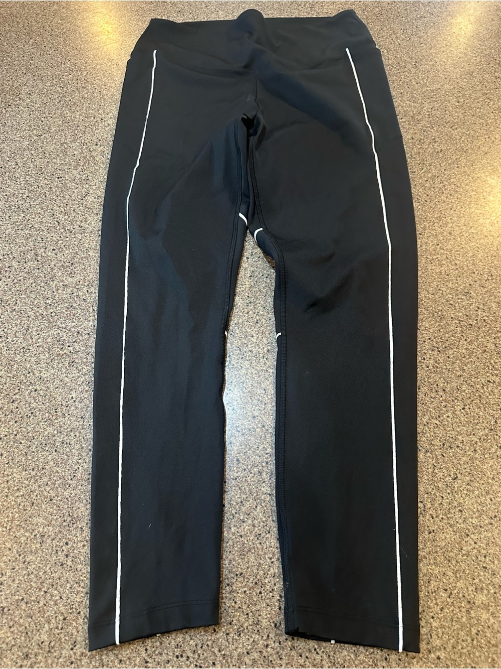 Black Leggings with White Side Piping